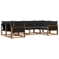 Outdoor-Sofagarnitur mit Kissen 6 pcs Natürlich und Schwarz