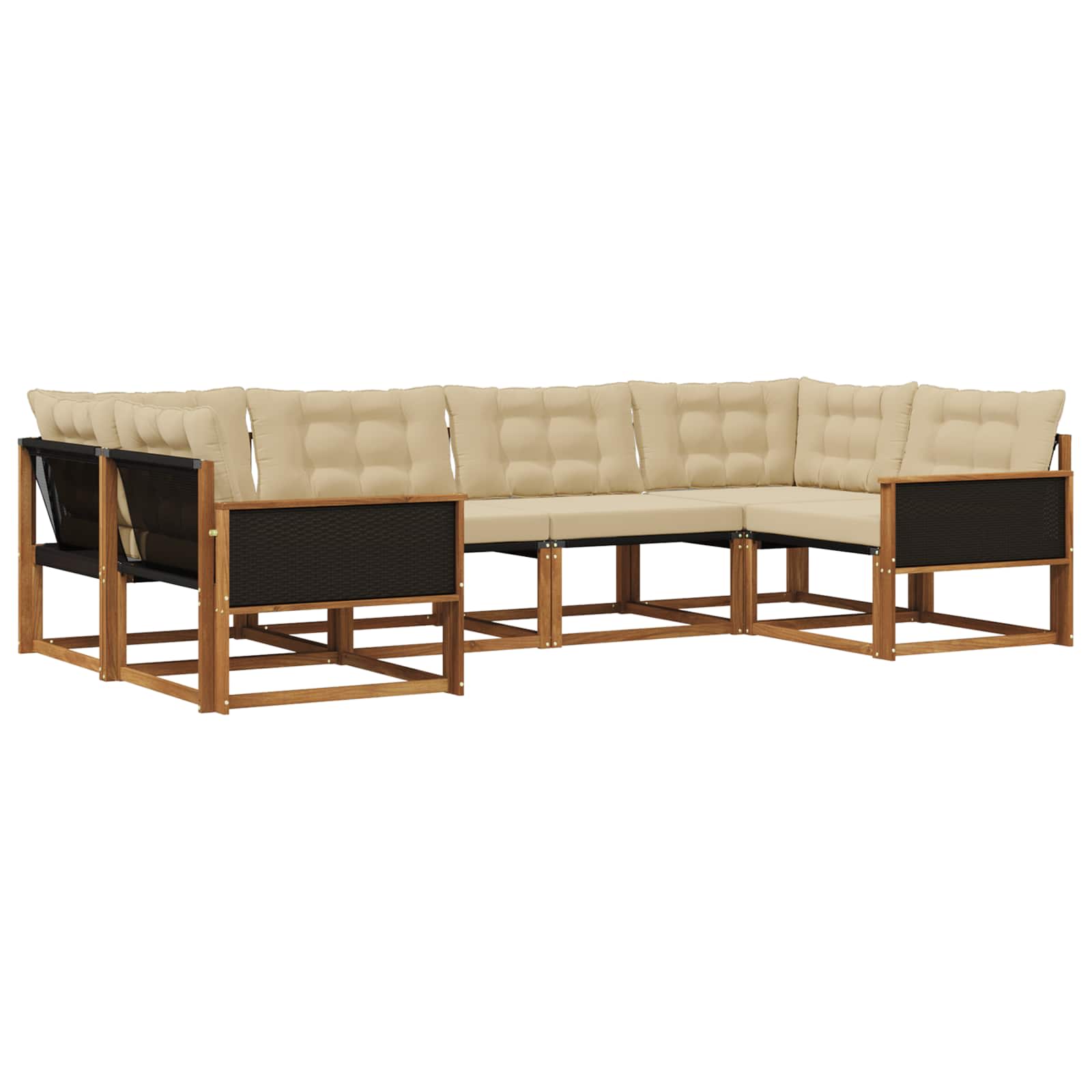 Outdoor-Sofagarnitur mit Kissen 6 pcs Natur und Beige