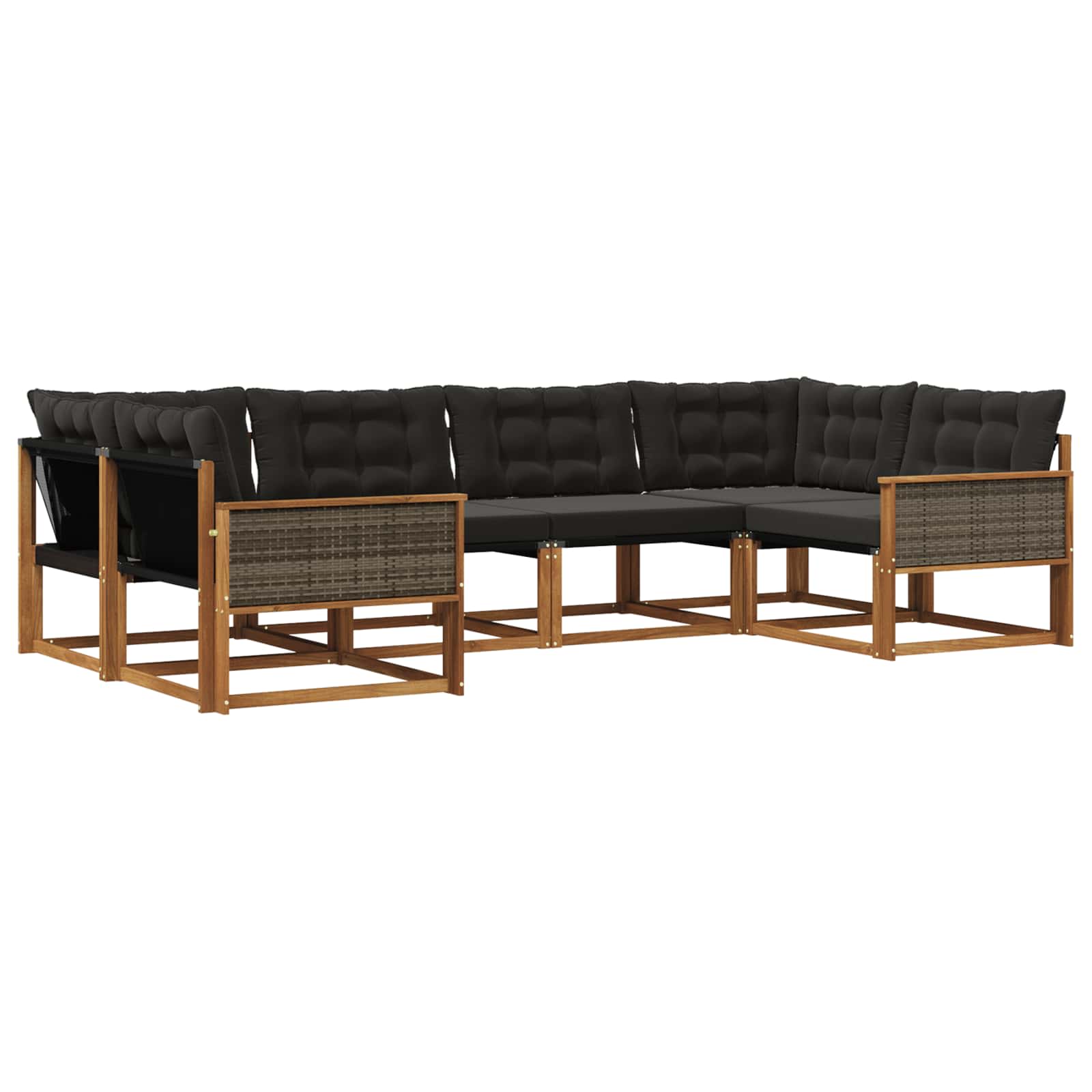 Outdoor-Sofagarnitur mit Kissen 6 pcs Natürlich und Schwarz