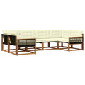 Outdoor-Sofagarnitur mit Kissen 6 pcs Natur und Creme