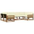 Outdoor-Sofagarnitur mit Kissen 6 pcs Natur und Creme