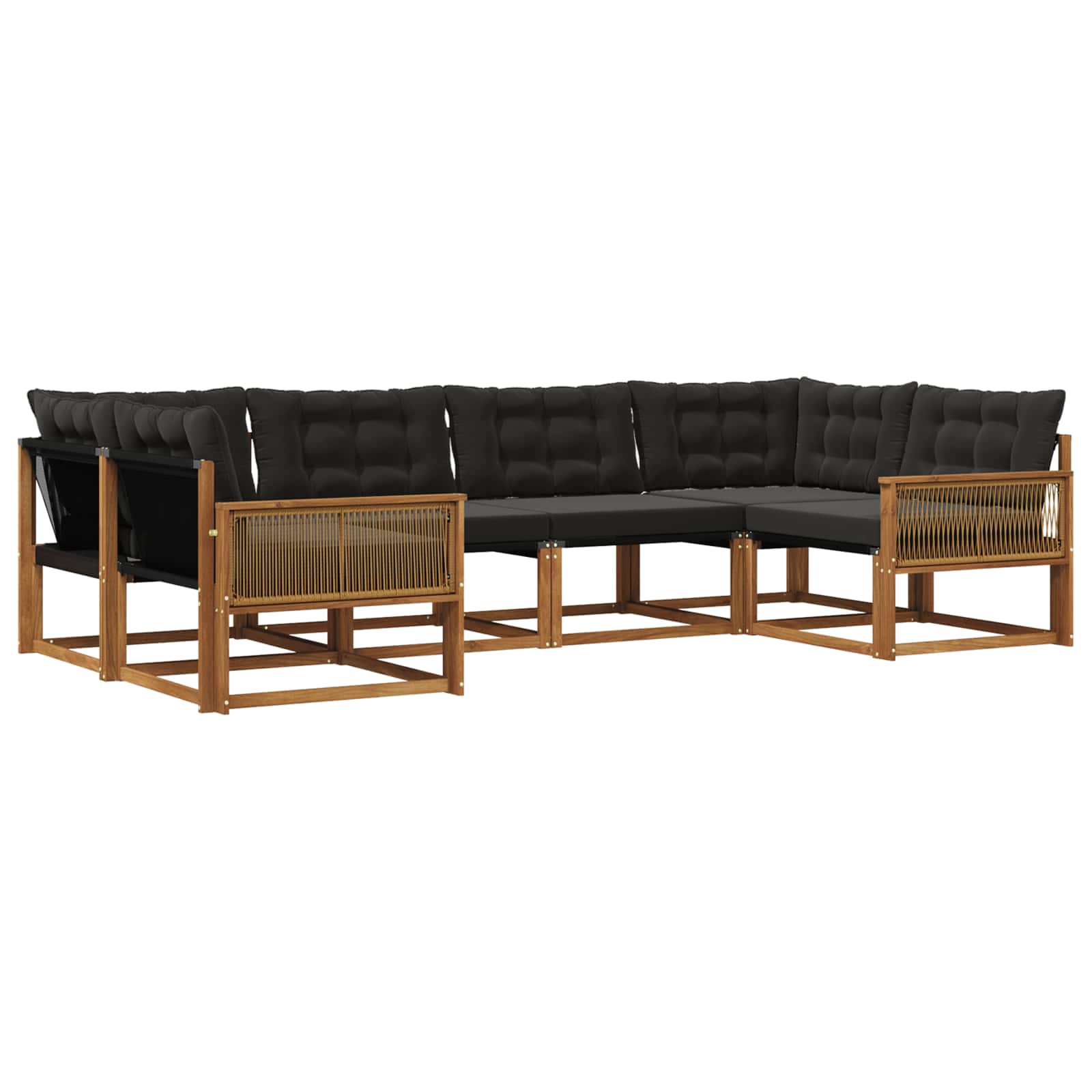 Outdoor-Sofagarnitur mit Kissen 6 pcs Natürlich und Schwarz