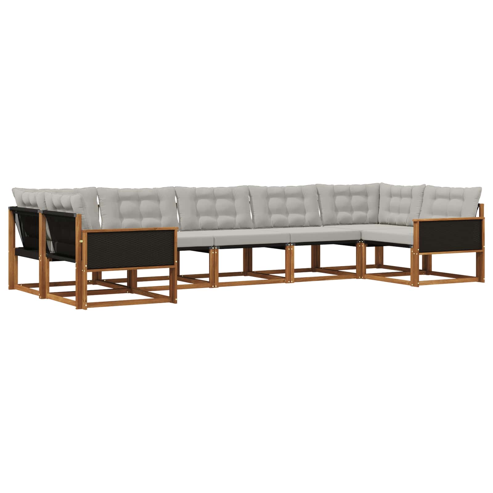 Outdoor-Sofagarnitur mit Kissen 7 pcs Natürlich und Hellgrau