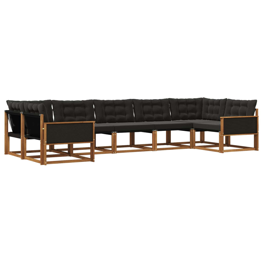 Outdoor-Sofagarnitur mit Kissen 7 pcs Natürlich und Schwarz