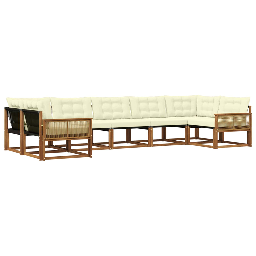 Outdoor-Sofagarnitur mit Kissen 7 pcs Natur und Creme