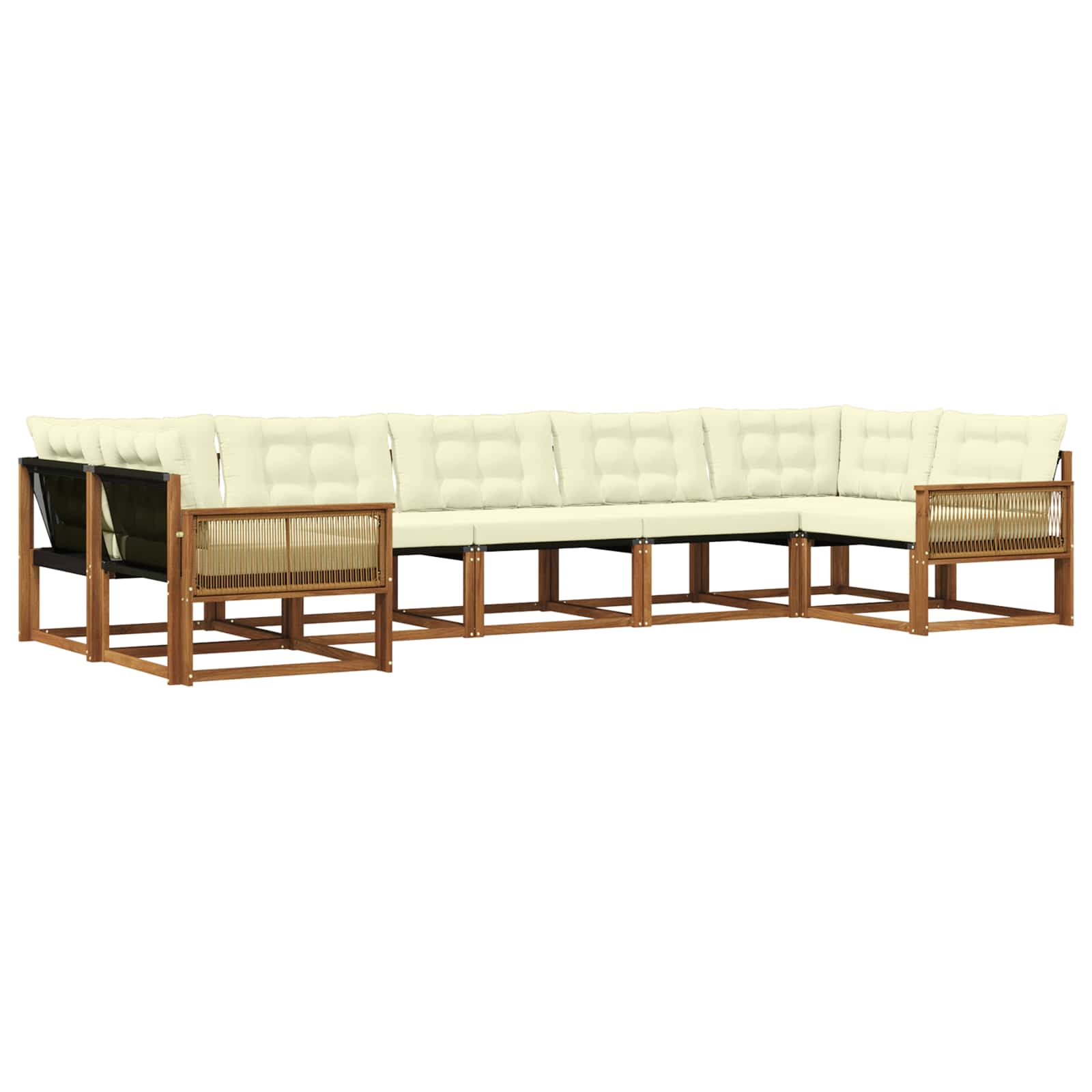 Outdoor-Sofagarnitur mit Kissen 7 pcs Natur und Creme