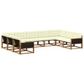 Outdoor-Sofagarnitur mit Kissen 9 pcs Natur und Creme