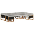Outdoor-Sofagarnitur mit Kissen 9 pcs Natürlich und Hellgrau