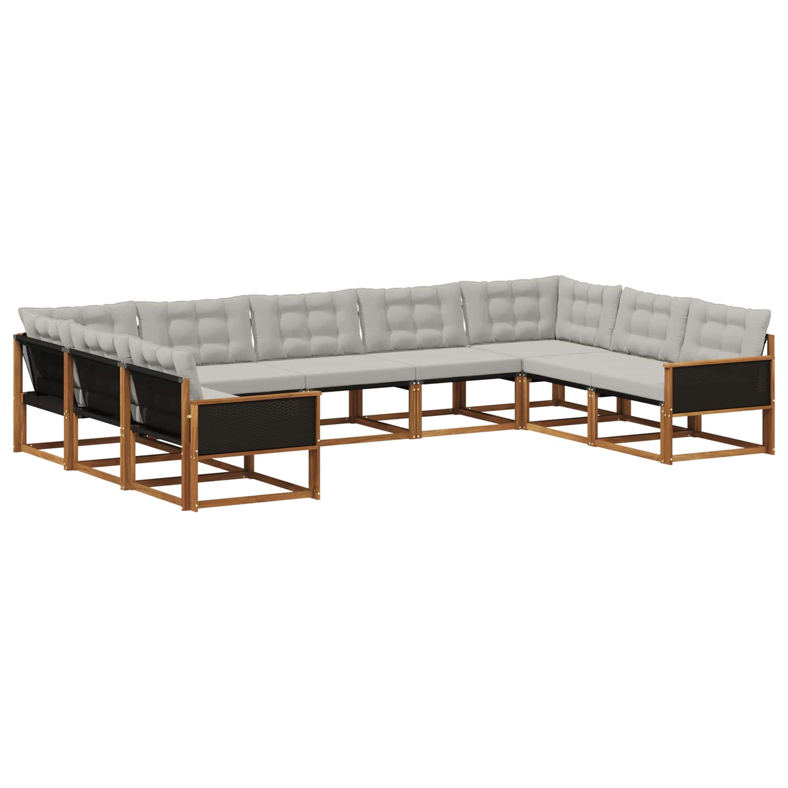 Outdoor-Sofagarnitur mit Kissen 9 pcs Natürlich und Hellgrau