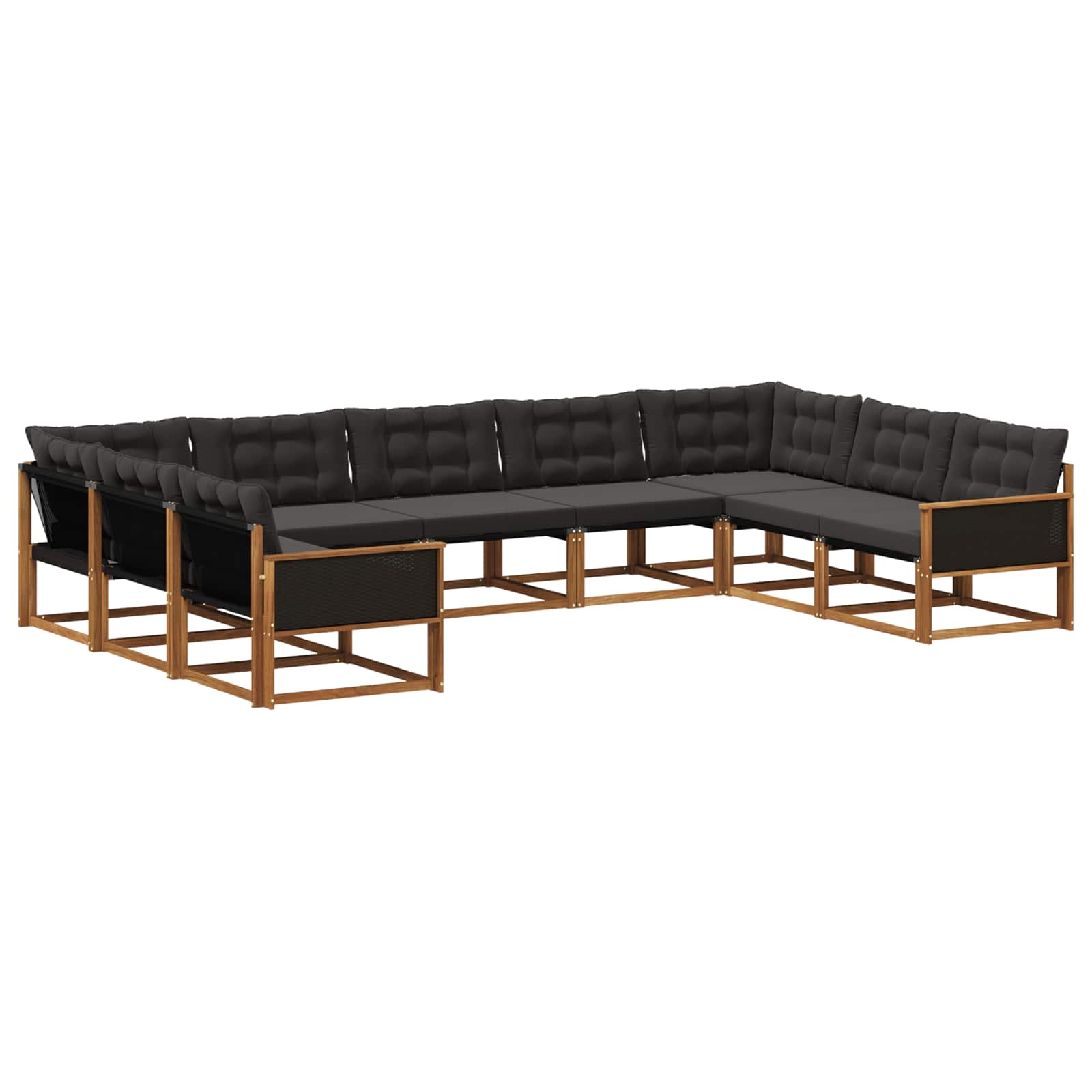 Outdoor-Sofagarnitur mit Kissen 9 pcs Natürlich und Schwarz