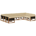 Outdoor-Sofagarnitur mit Kissen 9 pcs Natur und Beige
