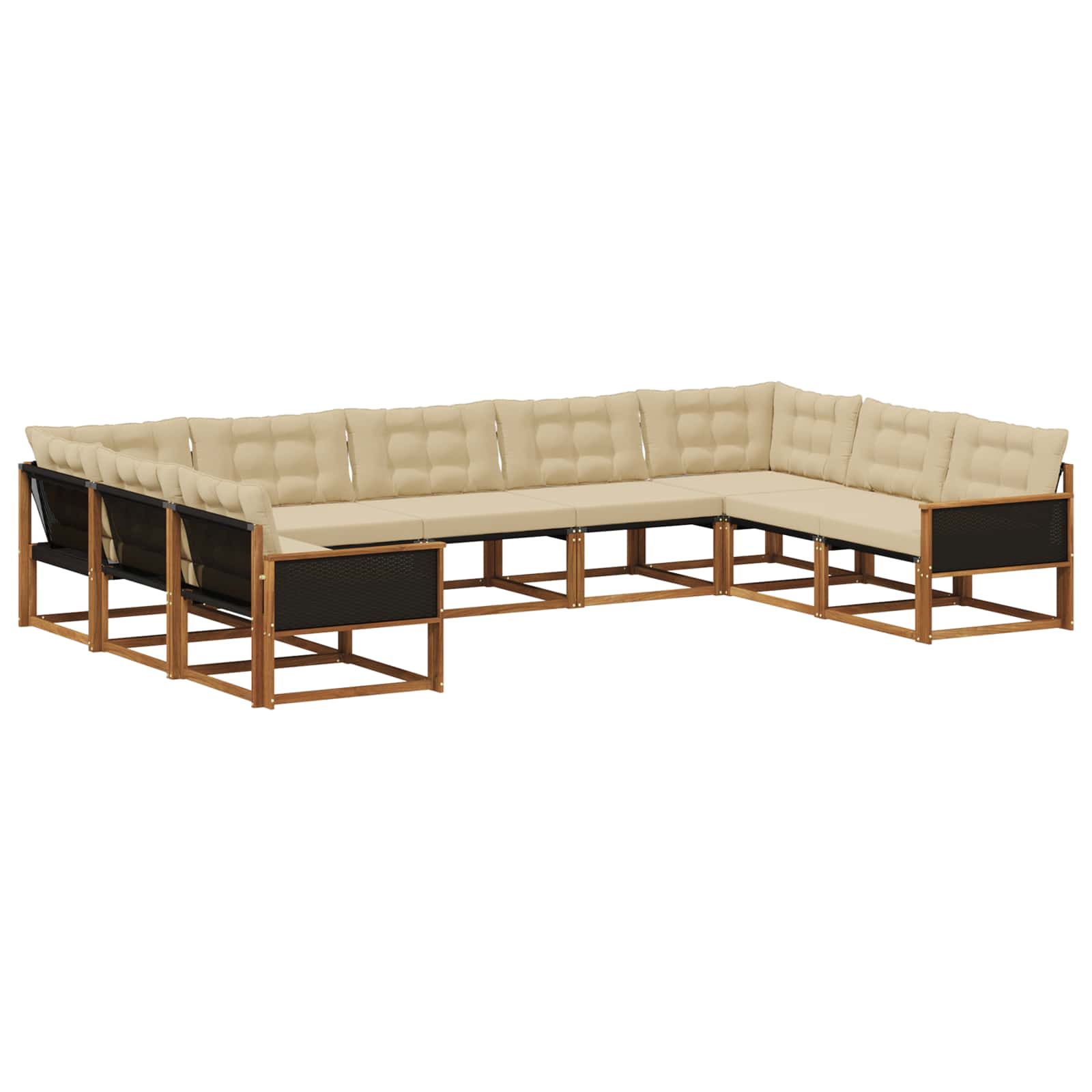 Outdoor-Sofagarnitur mit Kissen 9 pcs Natur und Beige