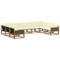 Outdoor-Sofagarnitur mit Kissen 9 pcs Natur und Creme