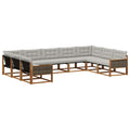 Outdoor-Sofagarnitur mit Kissen 9 pcs Natürlich und Hellgrau