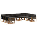 Outdoor-Sofagarnitur mit Kissen 9 pcs Natürlich und Schwarz