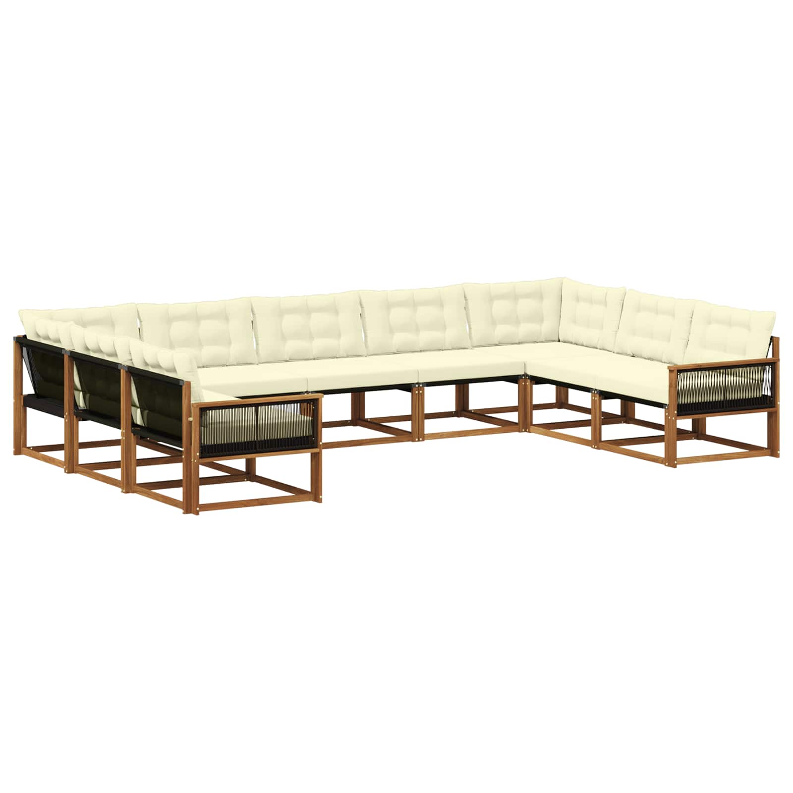 Outdoor-Sofagarnitur mit Kissen 9 pcs Natur und Creme