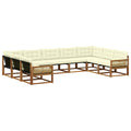 Outdoor-Sofagarnitur mit Kissen 9 pcs Natur und Creme
