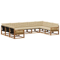 Outdoor-Sofagarnitur mit Kissen 9 pcs Natur und Beige