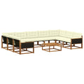 Outdoor-Sofagarnitur mit Kissen 10 pcs Natur und Creme
