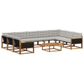 Outdoor-Sofagarnitur mit Kissen 10 pcs Natürlich und Hellgrau