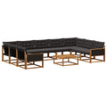 Outdoor-Sofagarnitur mit Kissen 10 pcs Natürlich und Schwarz