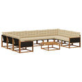 Outdoor-Sofagarnitur mit Kissen 10 pcs Natur und Beige