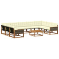 Outdoor-Sofagarnitur mit Kissen 10 pcs Natur und Creme
