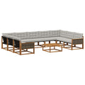 Outdoor-Sofagarnitur mit Kissen 10 pcs Natürlich und Hellgrau