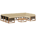 Outdoor-Sofagarnitur mit Kissen 10 pcs Natur und Beige
