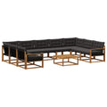 Outdoor-Sofagarnitur mit Kissen 10 pcs Natürlich und Schwarz