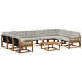 Outdoor-Sofagarnitur mit Kissen 10 pcs Natürlich und Hellgrau