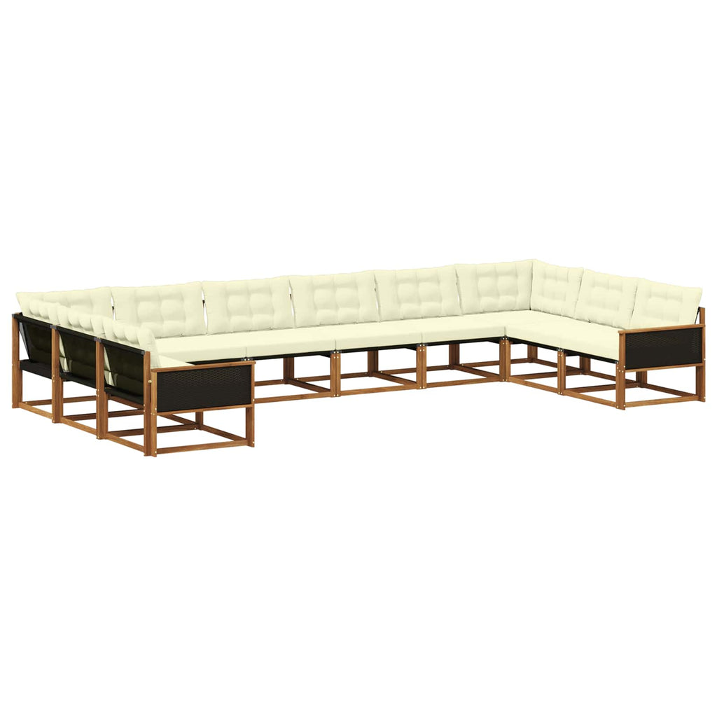 Outdoor-Sofagarnitur mit Kissen 10 pcs Natur und Creme