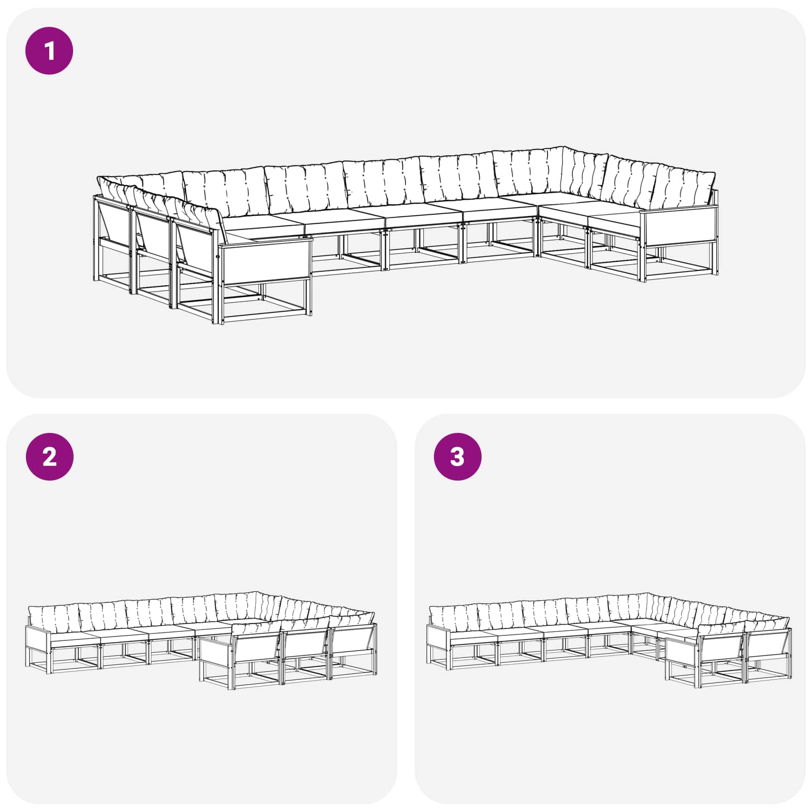 Outdoor-Sofagarnitur mit Kissen 10 pcs Natürlich und Schwarz