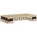 Outdoor-Sofagarnitur mit Kissen 10 pcs Natur und Beige