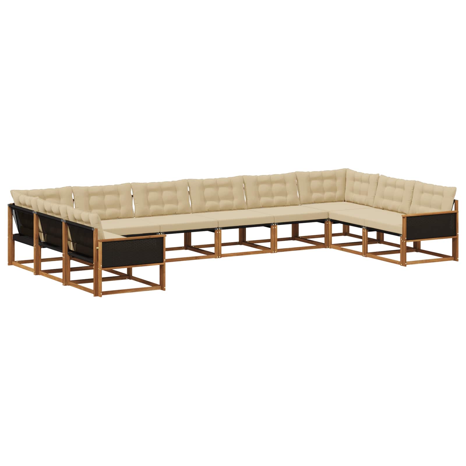 Outdoor-Sofagarnitur mit Kissen 10 pcs Natur und Beige