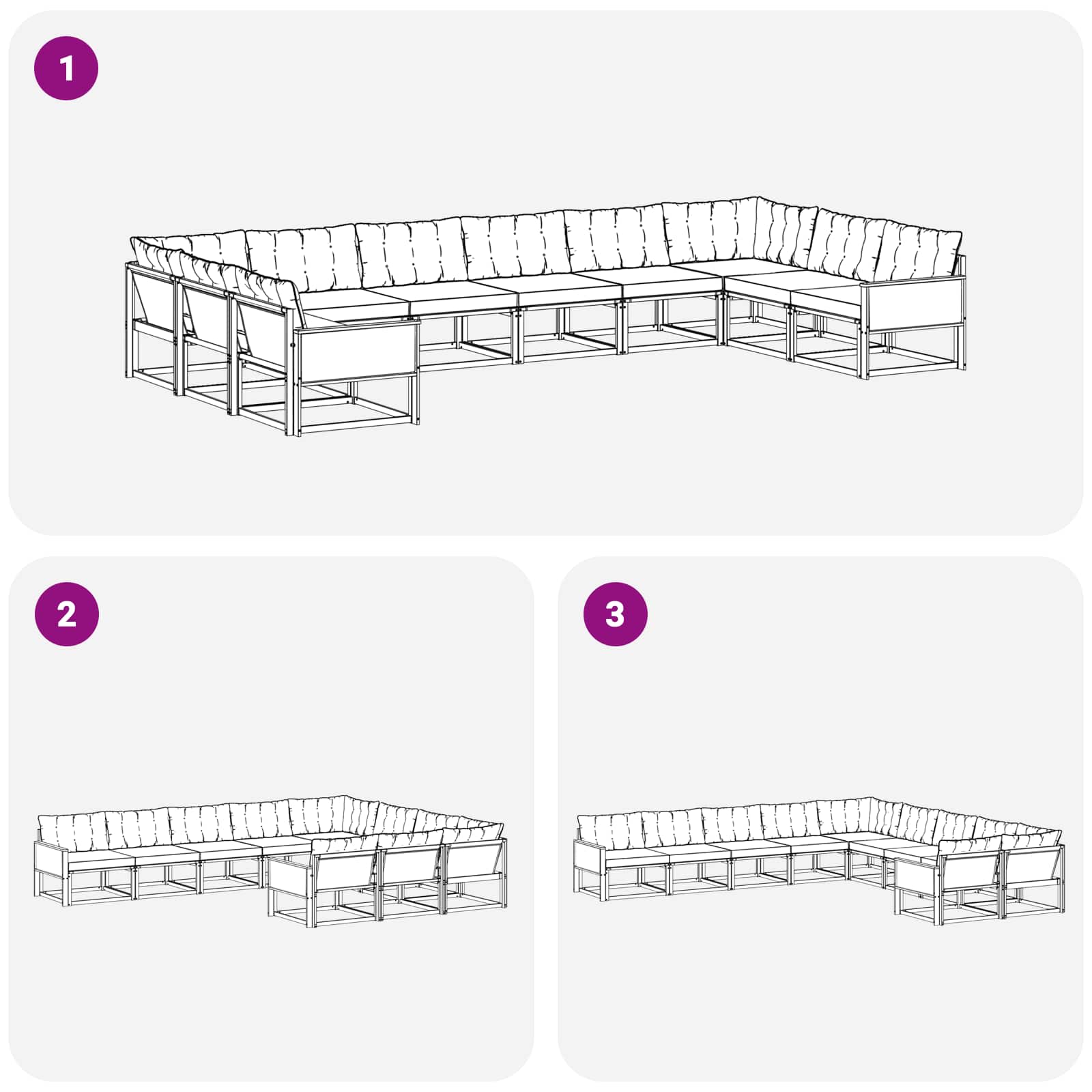 Outdoor-Sofagarnitur mit Kissen 10 pcs Natur und Creme