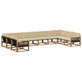 Outdoor-Sofagarnitur mit Kissen 10 pcs Natur und Beige