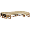 Outdoor-Sofagarnitur mit Kissen 10 pcs Natur und Beige