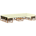 Outdoor-Sofagarnitur mit Kissen 11 pcs Natur und Creme