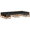 Outdoor-Sofagarnitur mit Kissen 11 pcs Natürlich und Schwarz