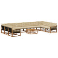 Outdoor-Sofagarnitur mit Kissen 11 pcs Natur und Beige