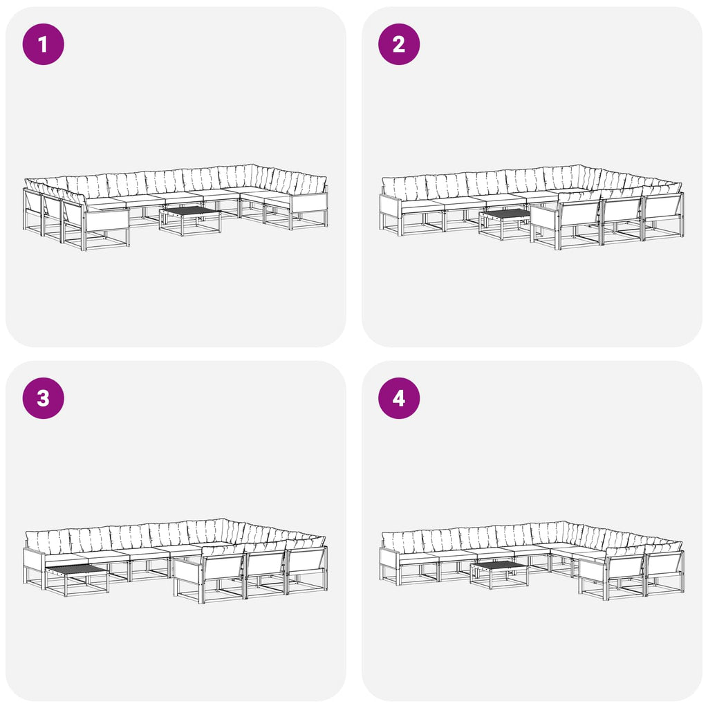 Outdoor-Sofagarnitur mit Kissen 11 pcs Natürlich und Hellgrau