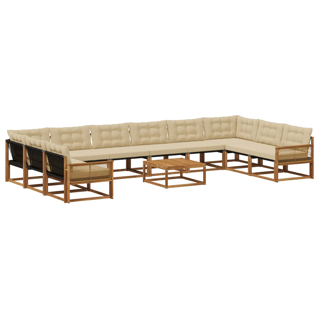 Outdoor-Sofagarnitur mit Kissen 11 pcs Natur und Beige