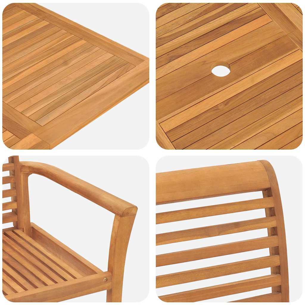 Garten Essgruppe 7 pcs Braun Massivholz Teak