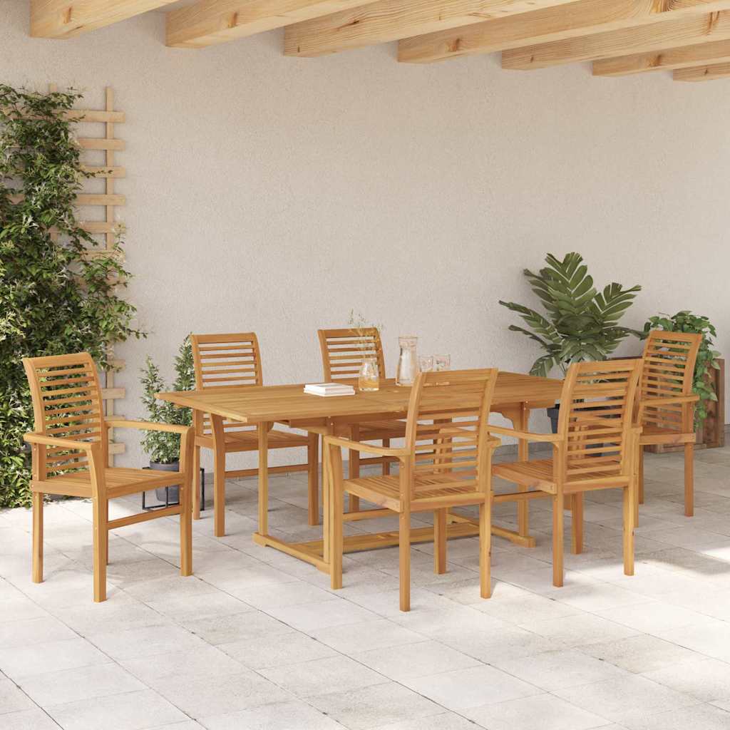 Garten Essgruppe 7 pcs Braun Massivholz Teak