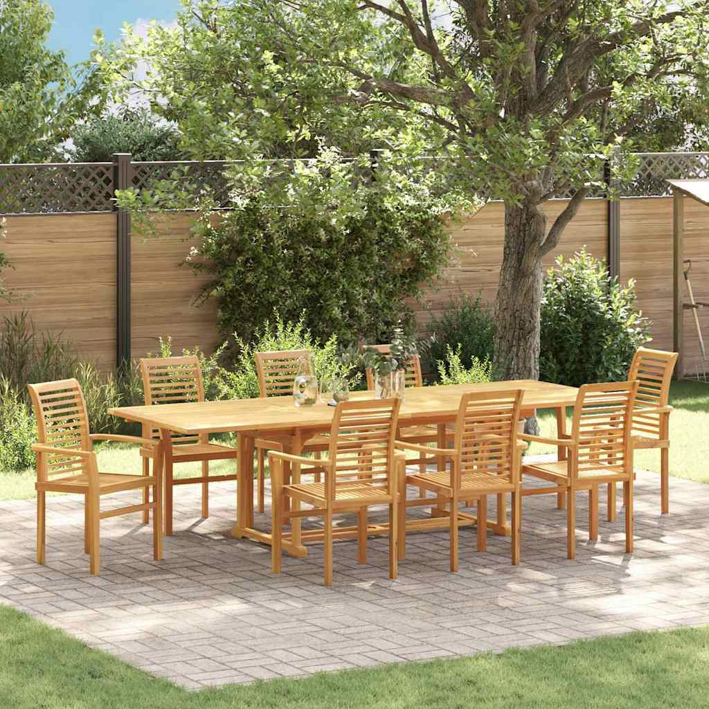 Garten Essgruppe 9 pcs Braun Massivholz Teak