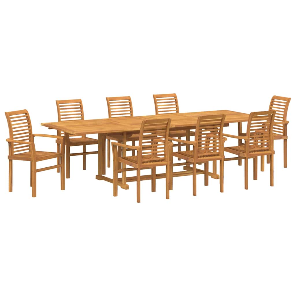 Garten Essgruppe 9 pcs Braun Massivholz Teak
