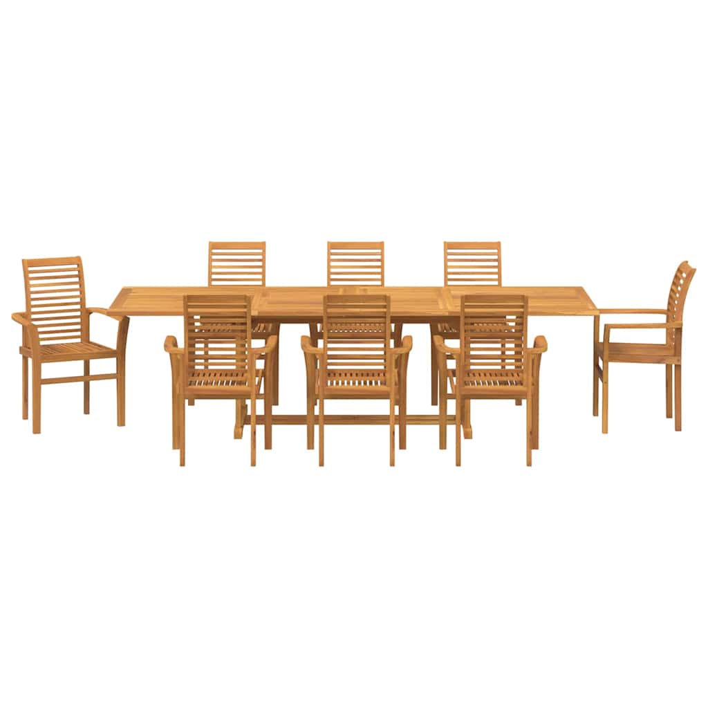 Garten Essgruppe 9 pcs Braun Massivholz Teak