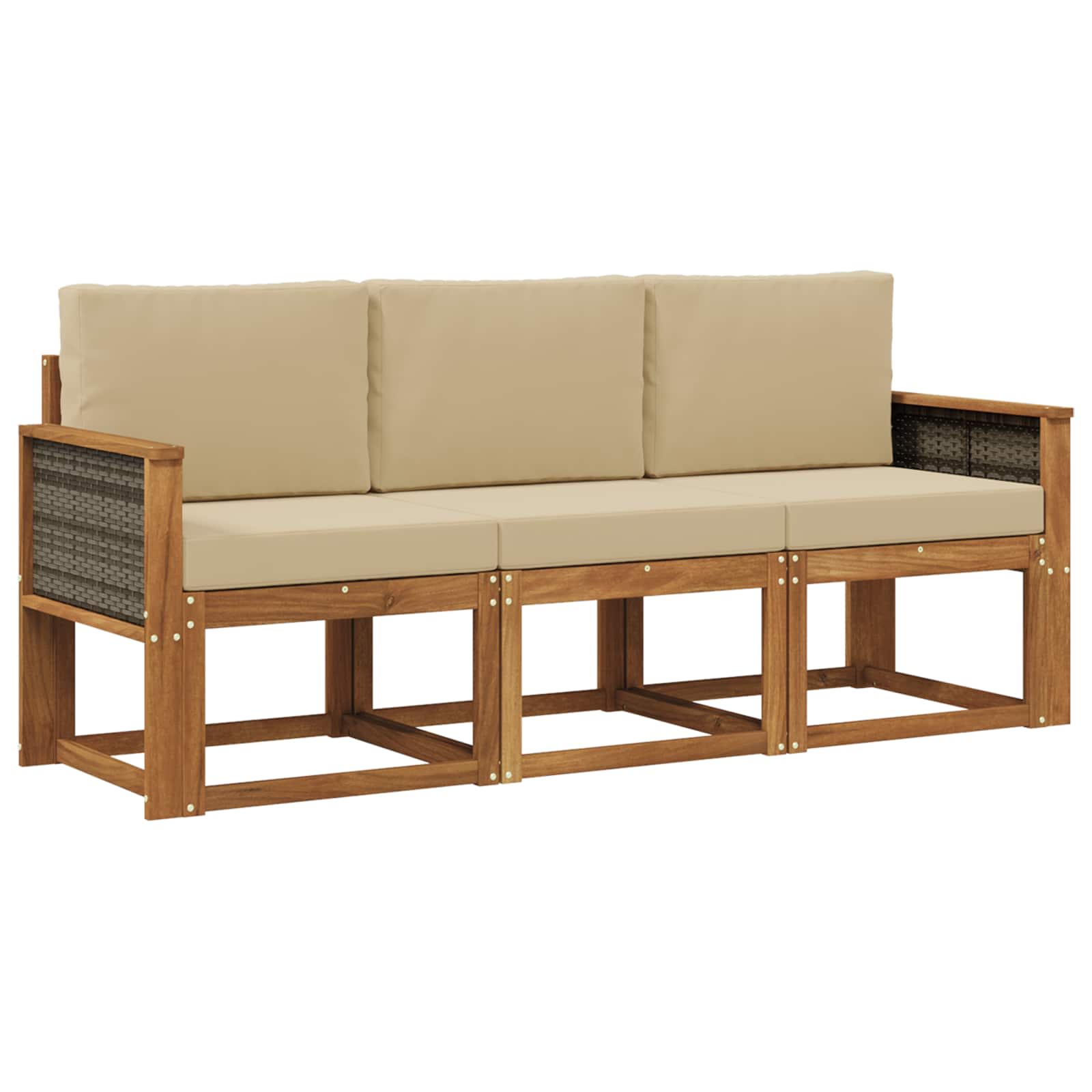 Outdoor-Sofagarnitur mit Kissen 3 pcs Natur