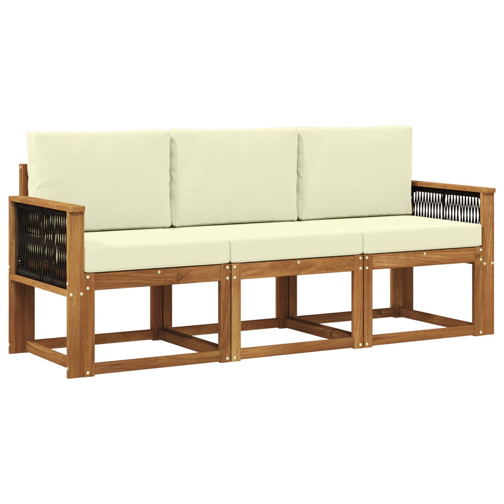 Outdoor-Sofagarnitur mit Kissen 3 pcs Natur und Creme